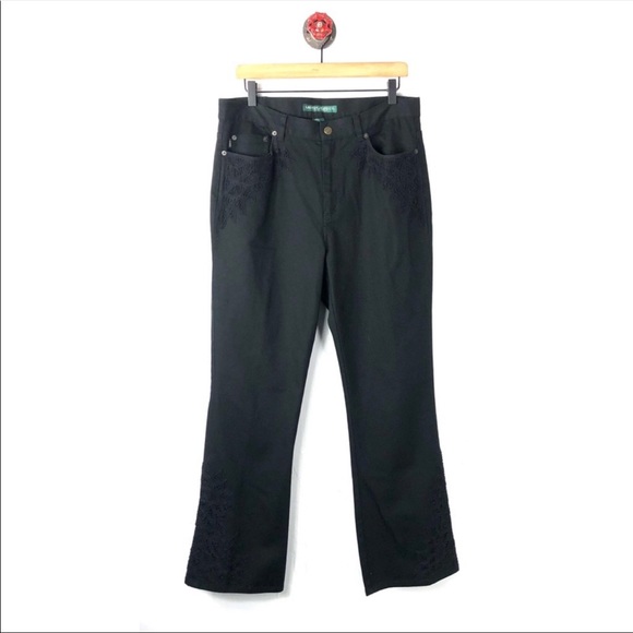 Lauren Ralph Lauren Pants Black Embroidered